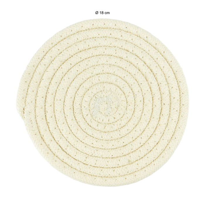 Krumble Pannenonderzetter rond - Katoen - Beige - Set van 2
