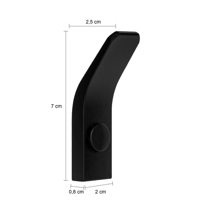 QUVIO Haakje metaal wand - Zwart - Set van 6