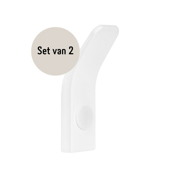 QUVIO Haakje metaal wand - Wit - Set van 2