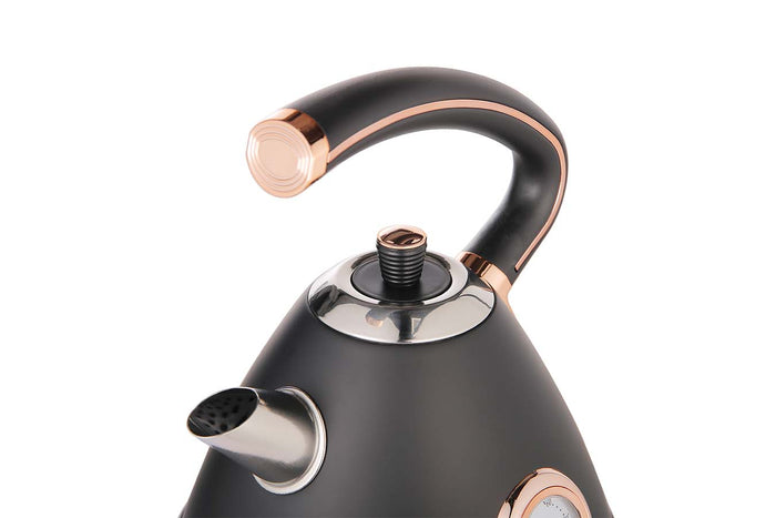 Buccan - Retro Waterkoker - Pyramid - Zwart Rose - Met thermometer