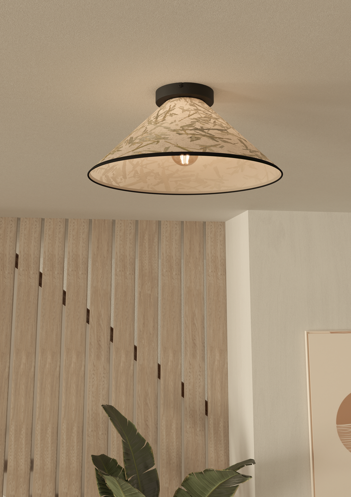 EGLO Oxpark Plafondlamp - E27 - Ø 42 cm - Zwart|Wit|Groen - Bamboe