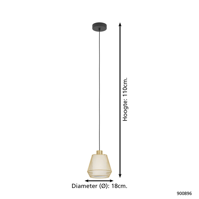 EGLO Ciudadela Hanglamp - E27 - Ø 18 cm - Zwart|Goud|Wit - Textiel