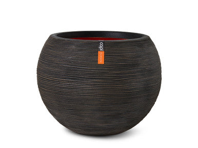 Capi Nature Rib Vaas bol NL donkerbruin 40 x 32 cm