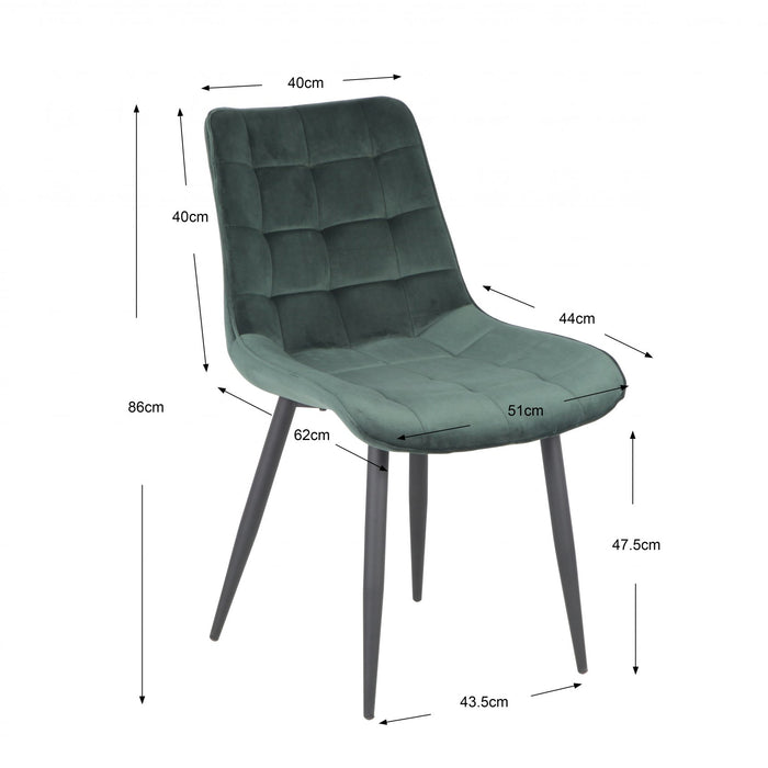 Furnihaus Eetkamerstoel Felix - Groen - Set van 2