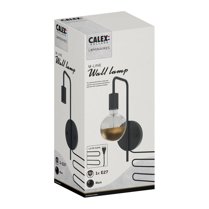 Calex U-line Wandlamp Zwart - E27