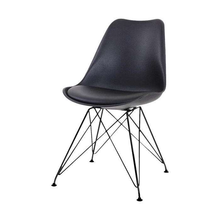 Essence Metal Eetkamerstoel Zwart - Zwart Onderstel