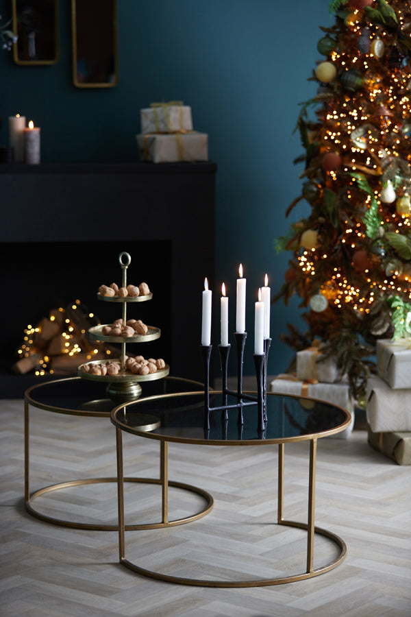 Light & Living Salontafel Duarte - Smoke Zwart|Goud - Ø65+Ø75cm