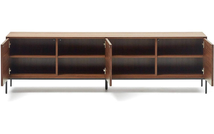 Kave Home - Vedrana TV-meubel met 3 deuren in walnootfineer met zwarte