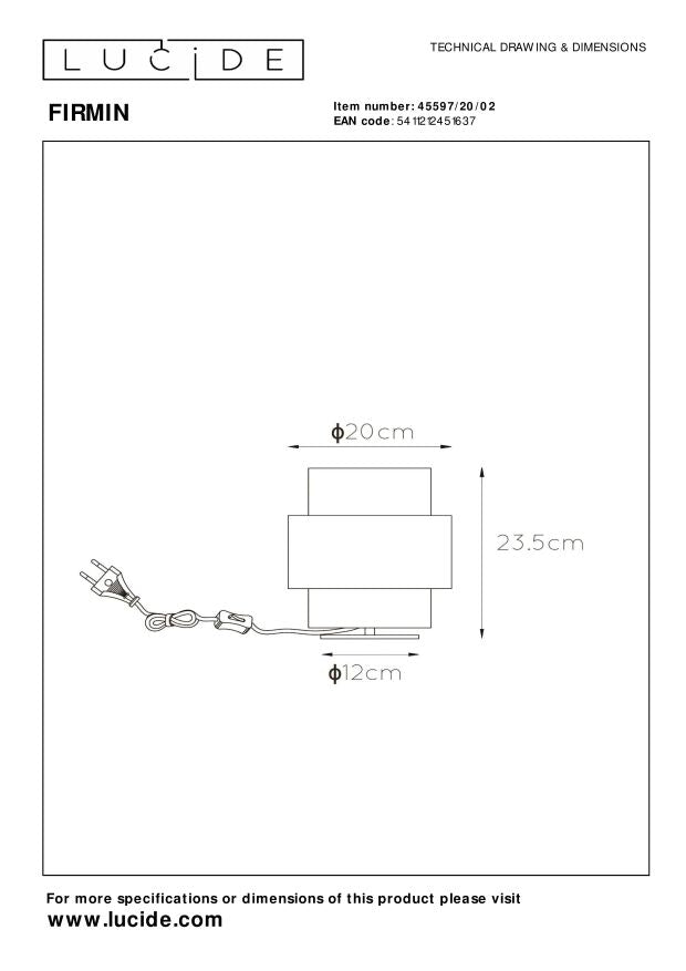 Lucide FIRMIN Tafellamp - Mat Goud | Messing