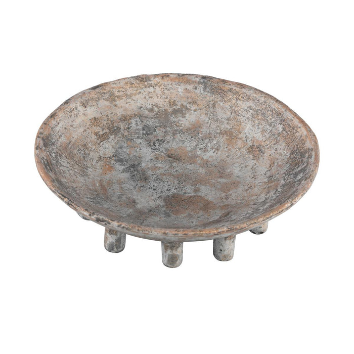 PTMD Frudi Grey cement pot multiple feet round low L