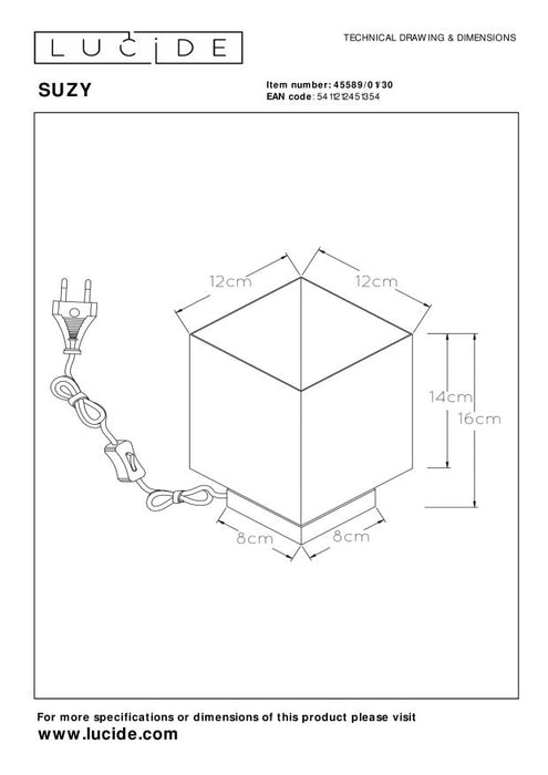 Lucide SUZY Tafellamp - Zwart