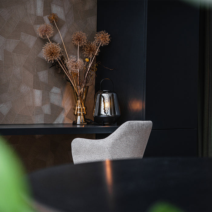 QAZQA Art deco tafellamp zwart met smoke glas 23 cm - Kevin