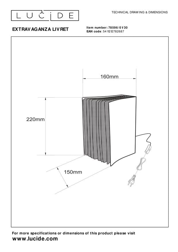 Lucide EXTRAVAGANZA LIVRET Tafellamp - Zwart