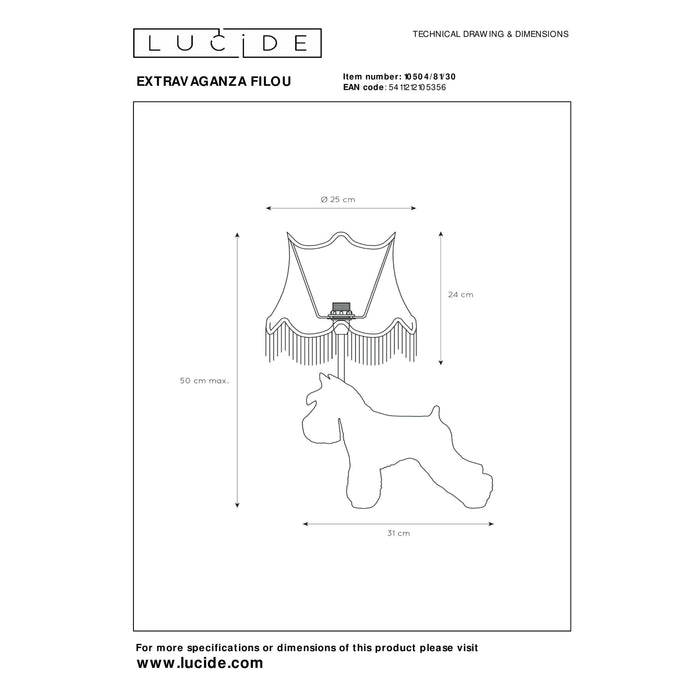 Lucide EXTRAVAGANZA FILOU Tafellamp - Zwart