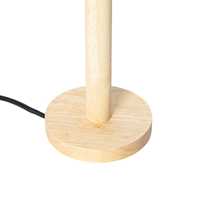 QAZQA Landelijke tafellamp hout met lichtbruine kap - Mels