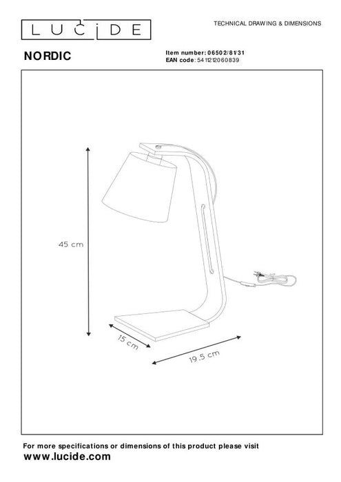 Lucide NORDIC Tafellamp - Wit