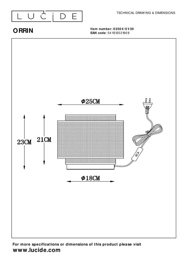 Lucide ORRIN Tafellamp - Zwart
