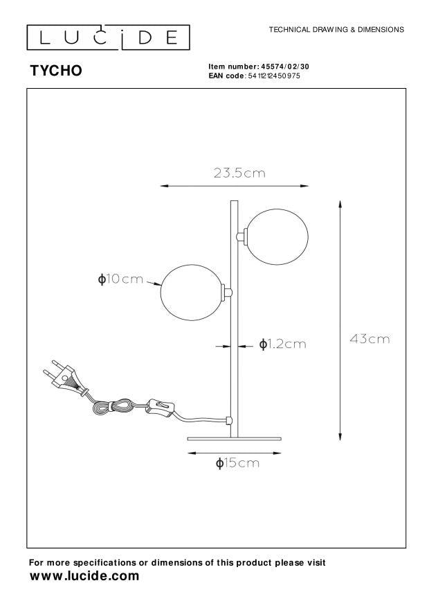 Lucide TYCHO Tafellamp - Zwart