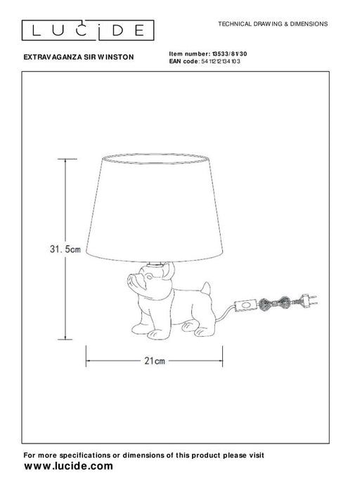 Lucide EXTRAVAGANZA SIR WINSTON Tafellamp - Zwart
