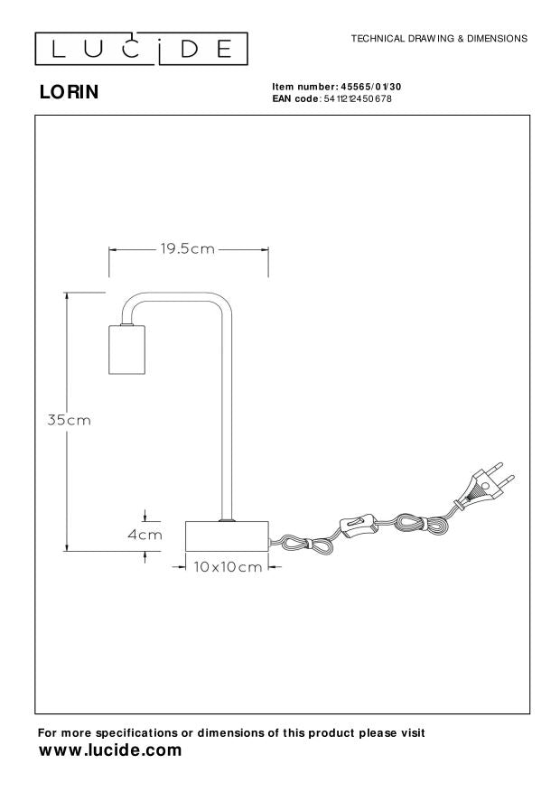 Lucide LORIN Tafellamp - Zwart