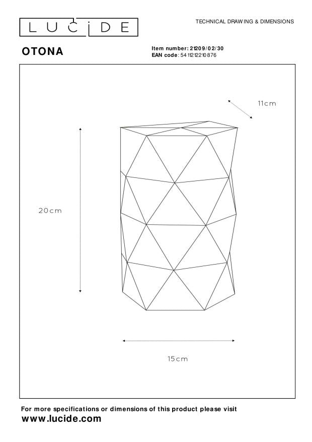 Lucide OTONA Wandlamp - Zwart