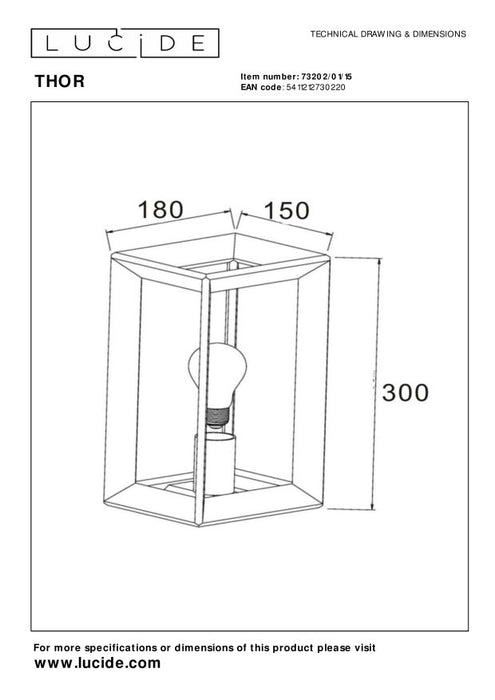 Lucide THOR Wandlamp 1xE27 - Grijs ijzer