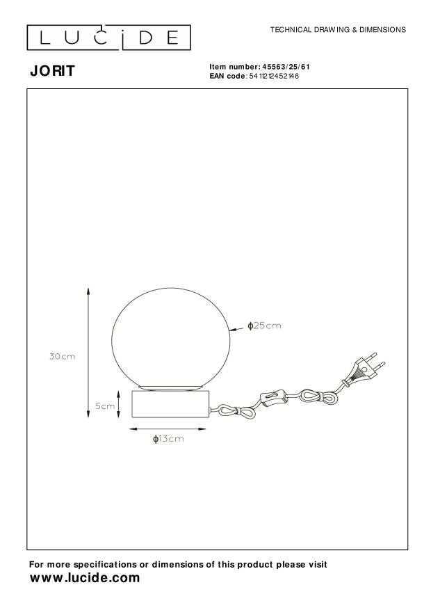 Lucide JORIT Tafellamp - Opaal