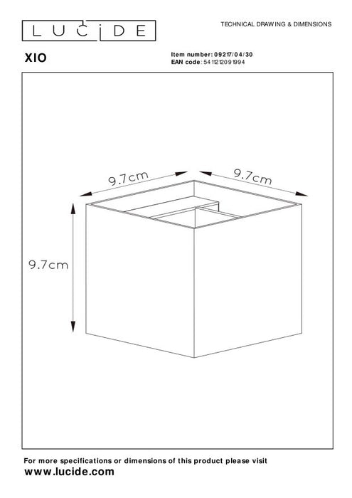 Lucide XIO Wandlamp - Zwart