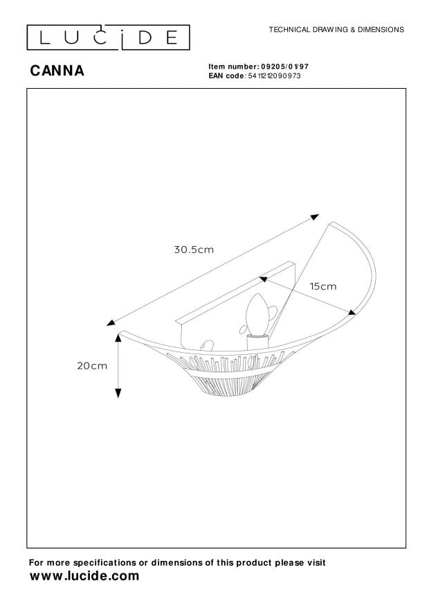 Lucide CANNA Wandlamp - Roest bruin