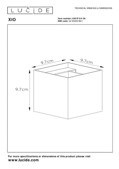 Lucide XIO Wandlamp - Grijs