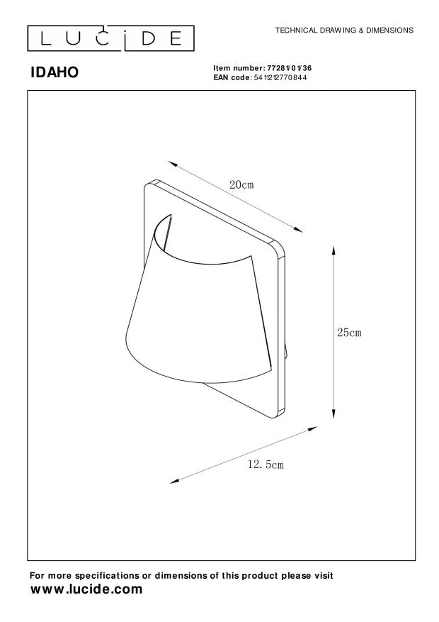 Lucide IDAHO Wandlamp - Grijs