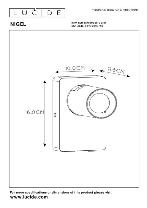 Lucide NIGEL Bedlamp - Wit