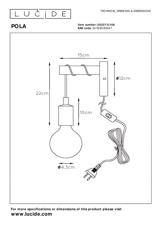 Lucide POLA Wandlamp - Roze