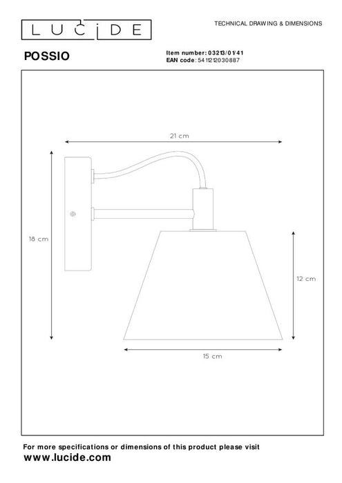 Lucide POSSIO Wandlamp - Grijs
