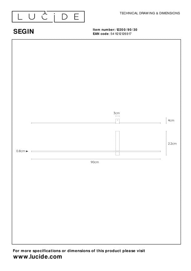 Lucide SEGIN Wandlamp - Zwart