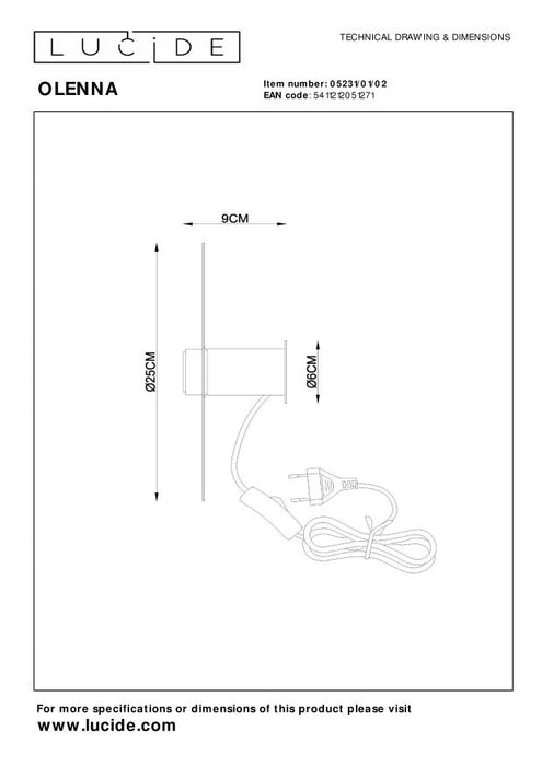 Lucide OLENNA Wandlamp - Mat Goud | Messing