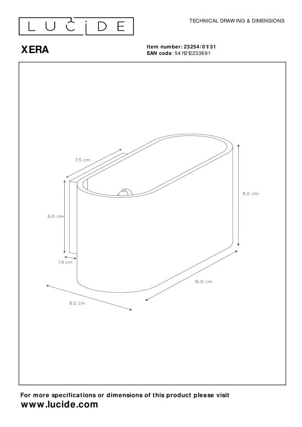Lucide XERA Wandlamp - Wit