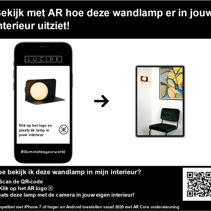 Lucide BONNI Wandlamp - Zwart