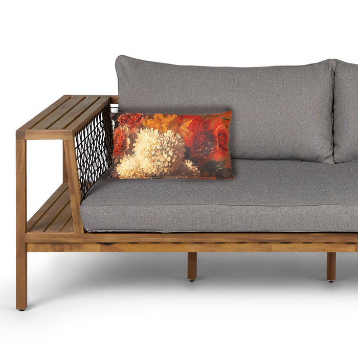 Anna's collection buitenkussen bloem - Bruin|creme - 30 x 50 cm