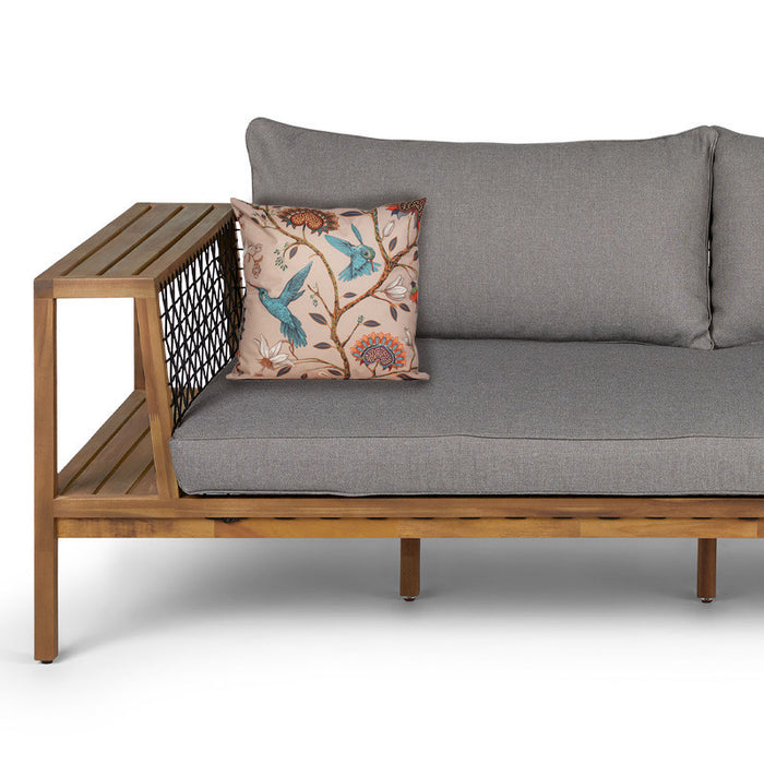 Anna's collection buitenkussen bloem - bruin|blauw - 60 x 60 cm