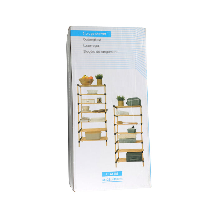 H&S Collection Schoenenrek - 7-laags - hout - 56x28x110 cm