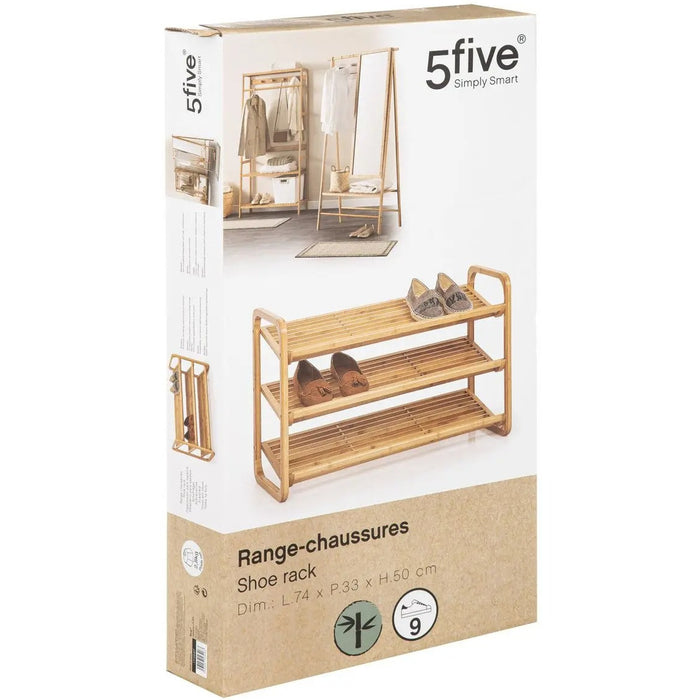 5Five Schoenenrek - bruin - bamboe - 9 paar schoenen - 74 x 50 cm