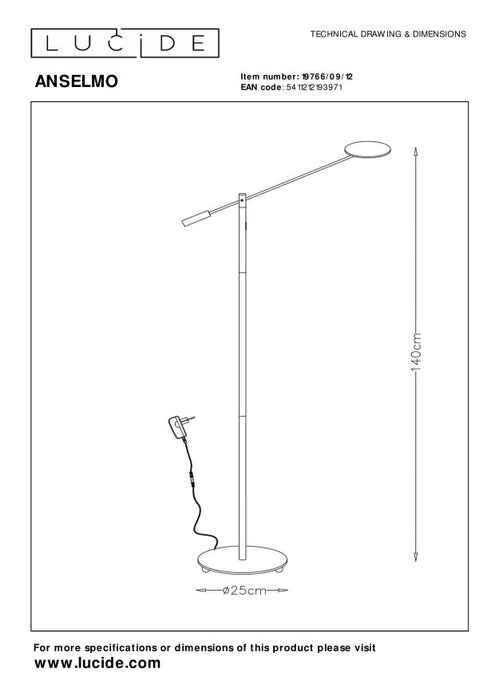 Lucide ANSELMO Leeslamp - Mat chroom