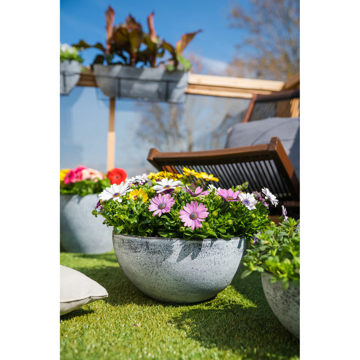 Ter Steege Bloempot schaal - kunststof - grijs - D35xH17 cm