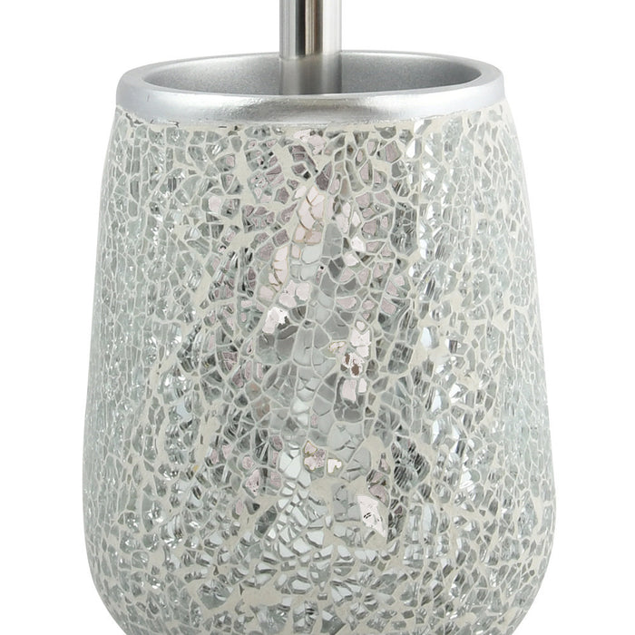 MSV Toilet|wc-borstel houder Scarlett - kunststeen - zilver - 36 cm