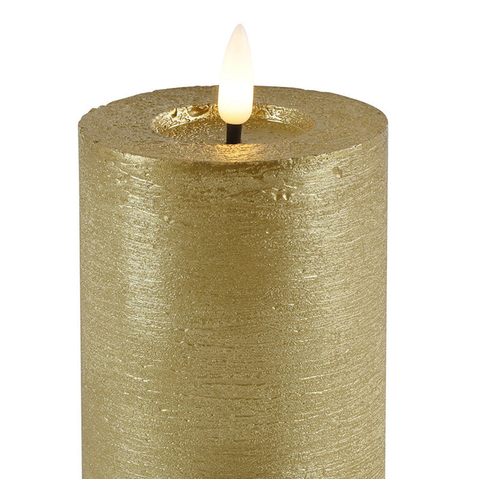 Countryfield LED kaars|stompkaars - goud - D7,5 x H15 cm - timer