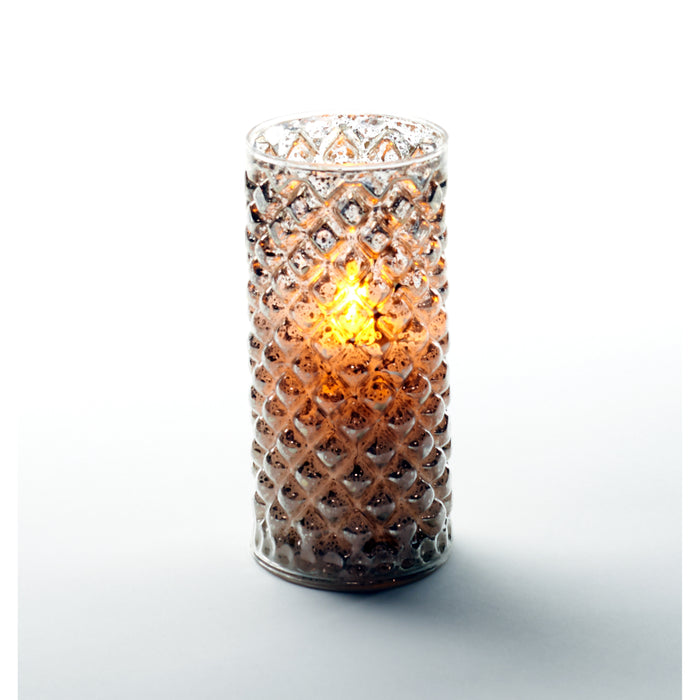 Anna's Collection LED Kaars - zilverkleurig glas - D7,5 x H15 cm