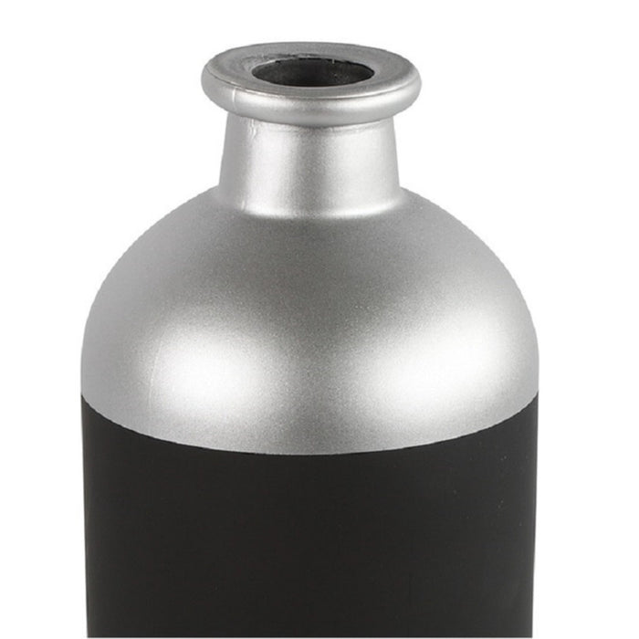 Countryfield Bloemen|deco vaas - zwart|zilver - glas - 11 x 33 cm