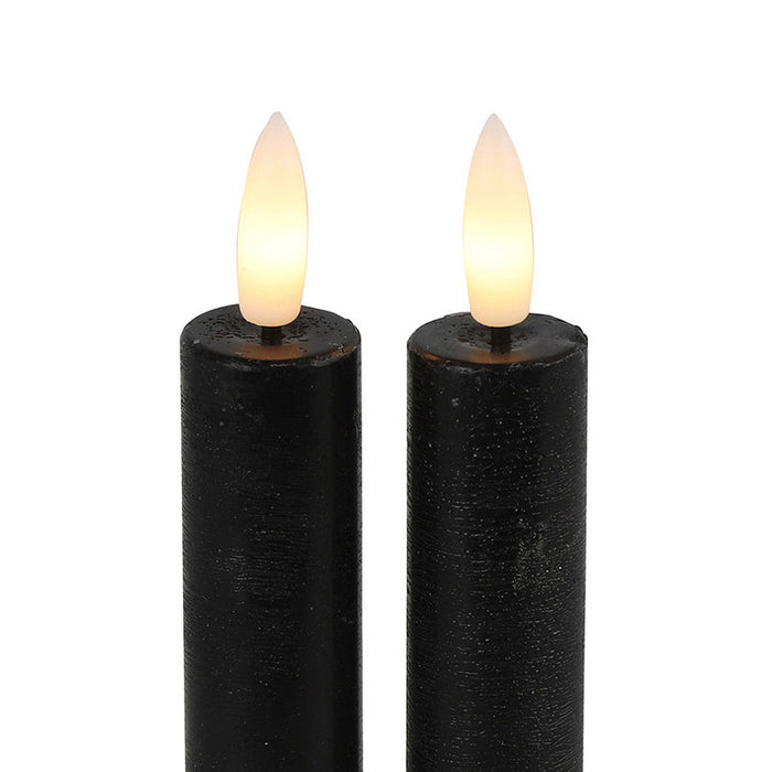 Countryfield Led kaarsen|dinerkaarsen - 2x stuks - zwart - 15 cm