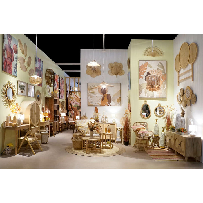 Items Wandspiegel - rotan lijst - rond - D40 cm